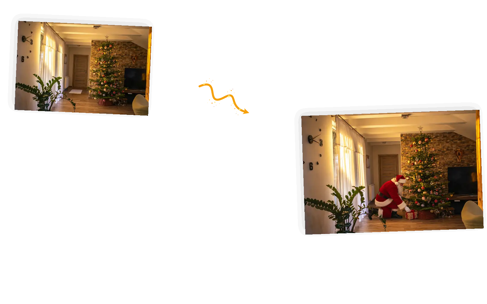 Santa rendered into a living room with the room’s own light and a shadow on the floor.