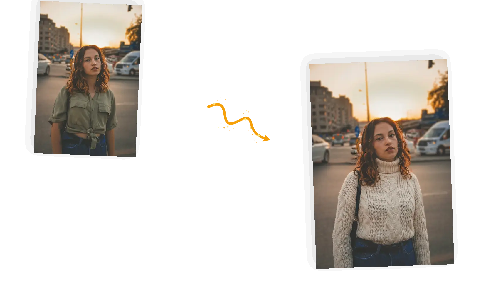 A photo changed into the exact described outfit, showing fabric color and length