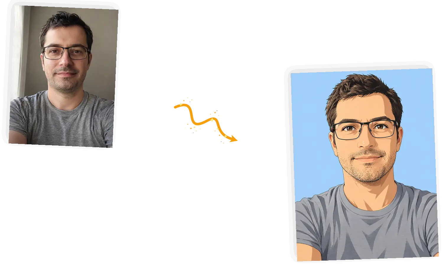One selfie restyled three ways by changing the prompt.