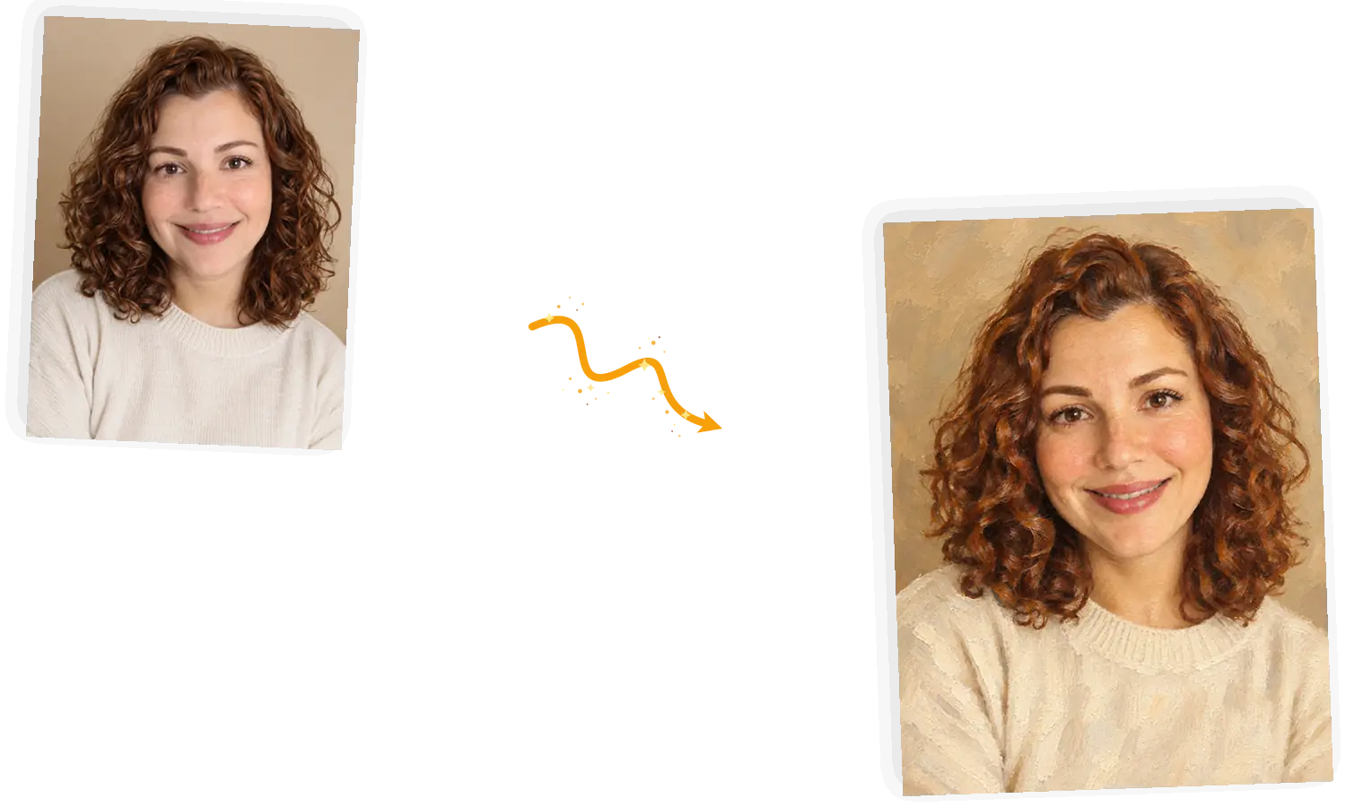 The avatar keeps the pose and face angle of the source photo.