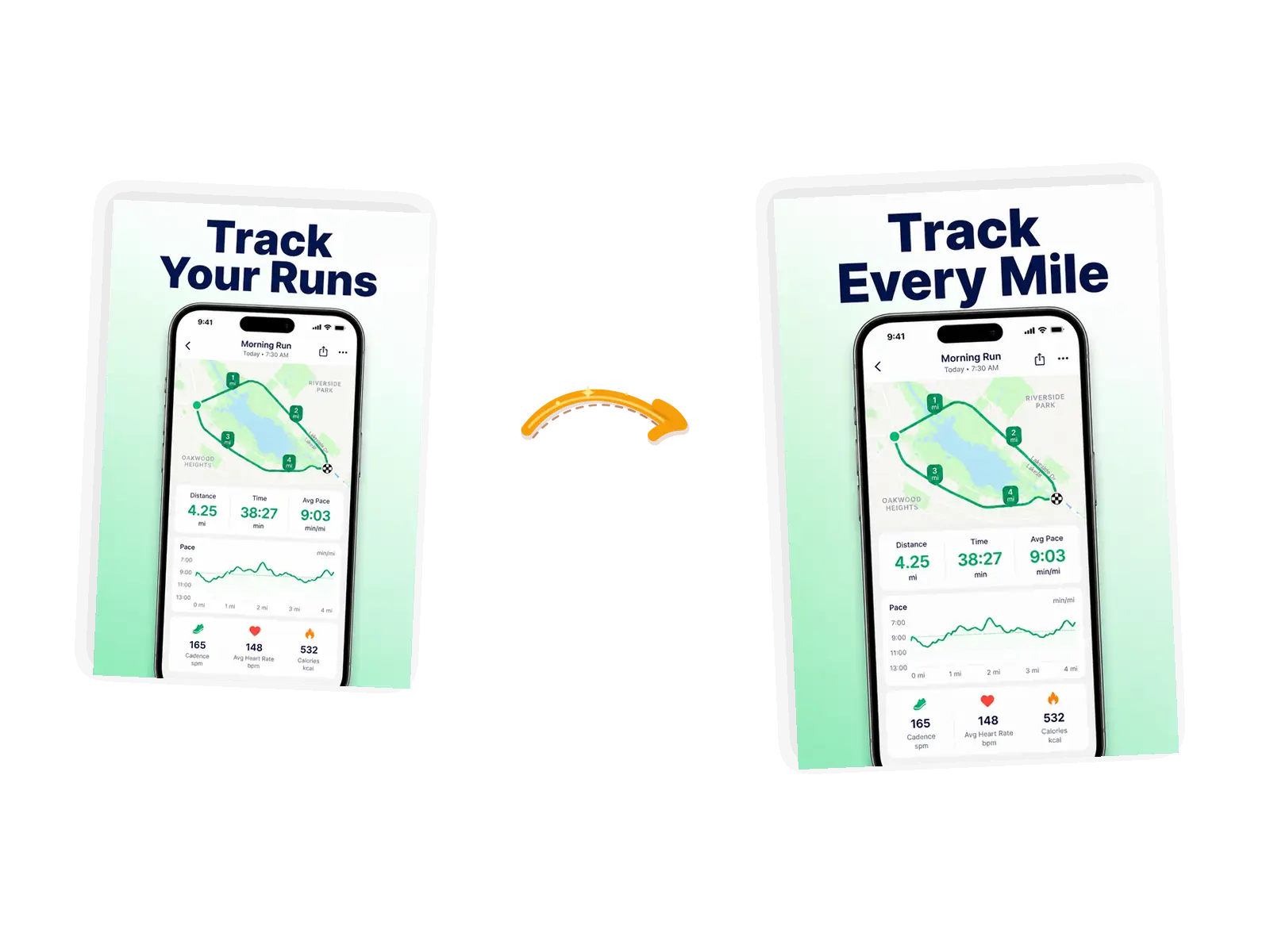 The screenshot edit: Track Your Runs becomes Track Every Mile after one prompt