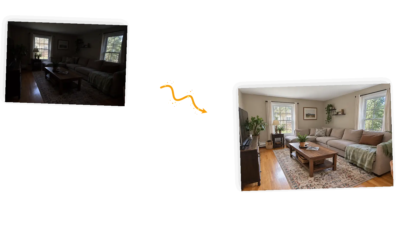 Before and after: a listing photo where only the named fix was applied