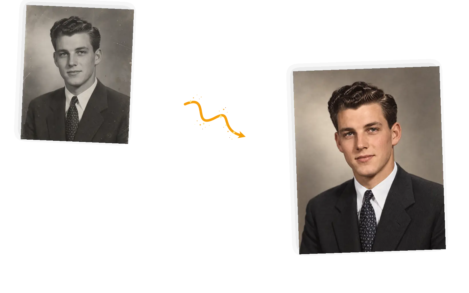 Before and after: a black-and-white portrait colorized with natural tones
